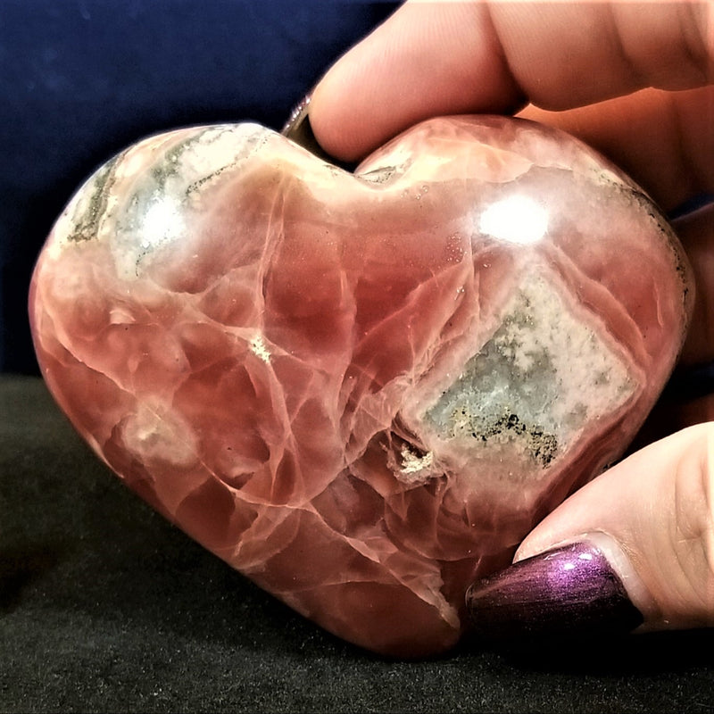 Rhodochrosite Carved Puffy Heart