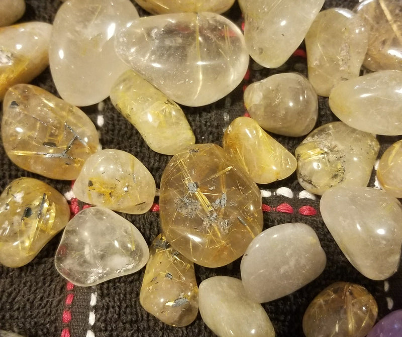 Rutilated quartz tumbled stones