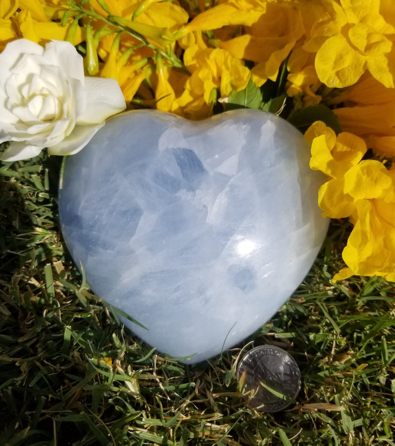 Huge Blue Calcite Carved Heart