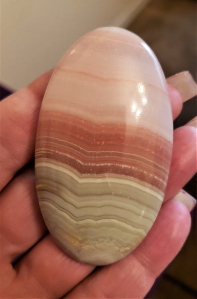Pink Banded Calcite Palm Stones