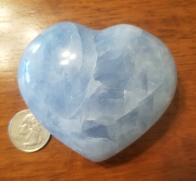 Blue Calcite Carved Puffy Heart